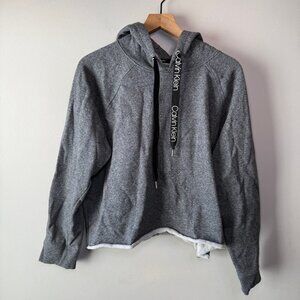 Calvin Klein Women's Fleece Lined Hoodie Sweatshirt Cropped Gray Size XXL